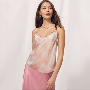 Aritzia Wilfred Ruffle Camisole Pink/ivory Tie dye Size XS